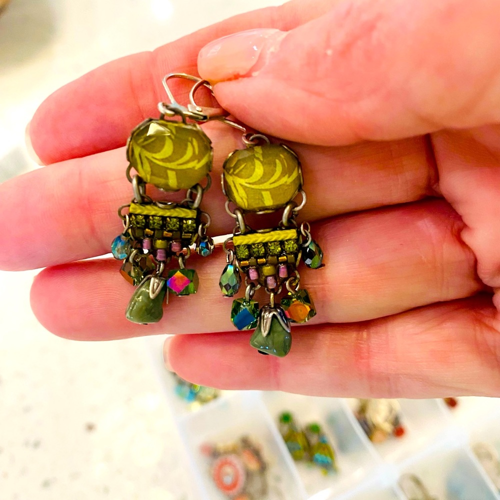 Ayalabar Elegant Green Chandelier Earrings